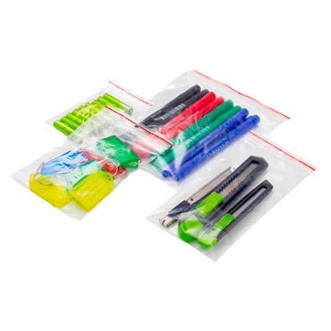 Buste trasparenti chiusura grip in LDPE 50 μm Q-Connect idonee al contatto alimentare  - conf. 1000 pz - 23x32 cm